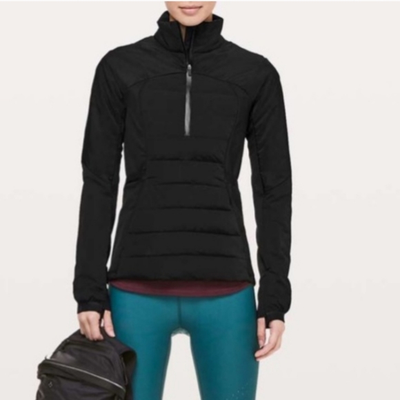 New Lululemon Black Down For It All Pullover Jacket 4 Quilted Stretch - Picture 4 of 14